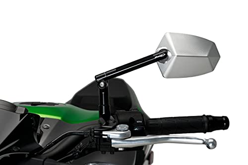 Rétroviseur GT.1 Puig aluminium noir réglable haute visibilité pour guidon moto