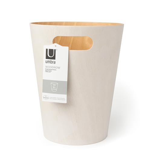 Umbra Woodrow 2-Gallon Modern Wooden Trash Can Wastebasket, Attractive Bin for Garbage or Recycling, Suitable for Home or Office, White/Natural by Umbra - Image 6