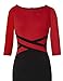 VFSHOW Womens Red and Black Colorblock Patchwork Slim Zipper Up Work Business Office Party Bodycon Pencil Sheath Dress 6472 RED XS