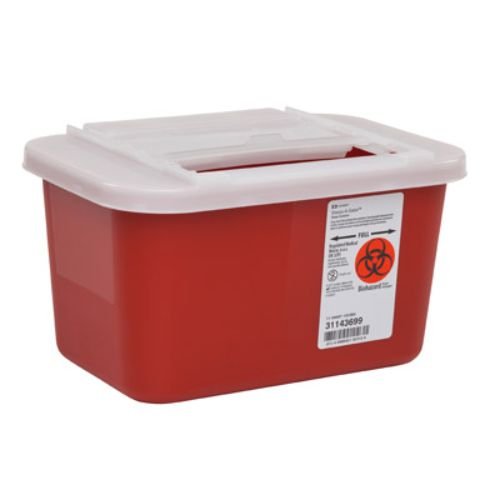 COVIDIEN31143699 Sharps-A-Gator Sharps Container with Slide Lid, 1 gal Capacity, Red (Pack of 32)