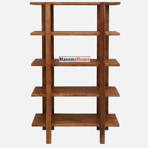 Image of Solid Sheesham Wooden Multipurpose Utility Rack, Stylish and Functional Storage, Corner Shelves, Solution for Home and Office, Open Rack, Shelf Storage Organizer (5 Shelves, 86x38x147 CM)