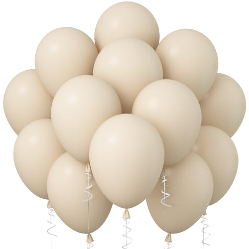 Jobkoo White Sand Balloons, 12 Inch 30 Pcs Beige Balloon Boho White Latex Cream Balloons Matte Off White Sand Neutral Helium Balloons for Birthday Wedding Baby Shower Anniversary Party Decorations