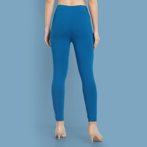 Image of ONE SKY Women Ankle Length Leggings | Premium Cotton Modal Spandex Blend | High Waist Stretchable & Bio-Washed Fabric | Colour-Lock | Ethnic Leggings for Women