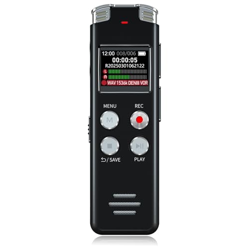 64GB Digital Voice Recorder with Playback: Voice Activated Recorders for Lectures Meetings Interviews – EVISTR Dictaphone Recording Device Tape Recorder Portable Mini, Audio Recorder with USB, MP3