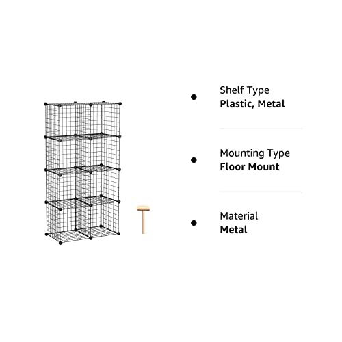C&Ahome Wire Cube Storage, 8-Cube Organizer Metal C Grids Storage, Storage Bins Shelving, Modular Book Shelf, Diy Closet Cabinet Ideal For Living Room, Home, Office 24.8" L X 12.4" W X 48.4" H Black #TOP7
