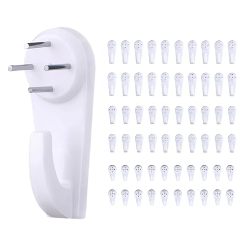 Lovvknd Picture Hook 60Pcs 3 Sizes, Non-Trace Picture Hanging Kit, Frame Hanger Hook with Nails, White Picture Hangers Hooks for Photo Frame, Painting, Mirror, Posters & Home Decor