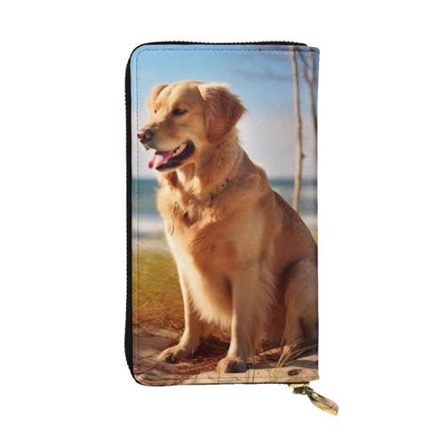 Portefeuille long Golden Retriever en cuir zippé grand format mixte