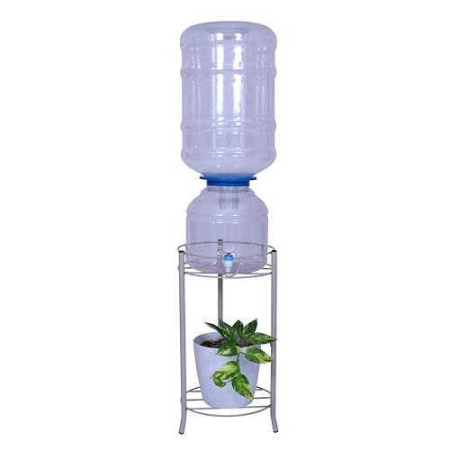 Image of D&V ENGINEERING Metal Water Dispenser Stand, 20 litre Bottle Holder for Home & Kitchen, Office, School, Hospitals, Ring Dia 27 cm, Height- 53 cm, Round-Grey