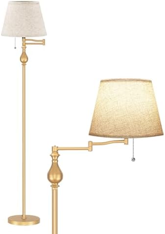 Vintage Floor Lamp with 350°Adjustable Swing Arm, 61” Mid-Century...