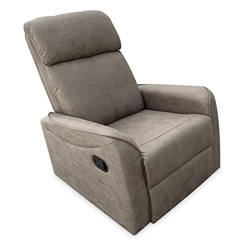 Homey, Butaca Relax Verona, Estructura de Madera de Pino, Asiento de Muelles Ensacados con Acolchado de Espuma y Tapizado, Inclinación Ajustable, Diseño Moderno y Elegante, Color Cemento