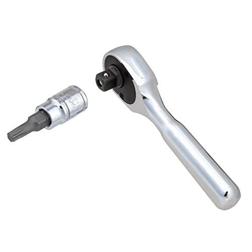 Image of Neiko 03001A Stubby Ratchet, 1 /4 Inch Ratchet Wrench, 108-Tooth Reversible Ratchet, 3.3 Degree, Quick Release Mini 1 /4 Ratchet Drive, Oval Head Wrench, CR-V Steel Quarter Inch Small Ratchet Wrench