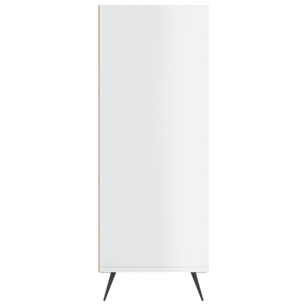 Libreria 3 Scomparti Bianco Lucido 69,5x32,5x90 cm | Scaffale autoportante moderno per soggiorno e studio con 3 vani a giorno, ripiano superiore e piedini in metallo.