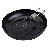 Honseadek Camping-Bratpfanne, antihaftbeschichtet, klappbarer Griff, tragbare Outdoor-Kochgeschirr-Bratpfanne mit faltbarem Griff für Wandern und Camping-Ausflüge (22,9 cm)