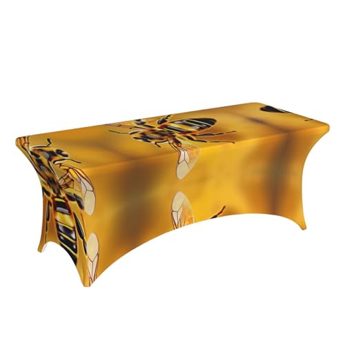 Nappe extensible élasthanne 1,8m motif abeille pour table mariage - 4
