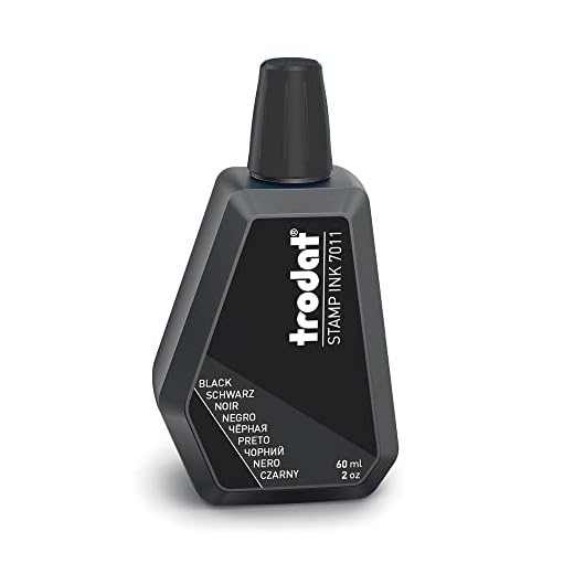 Trodat 7011 - Bote de tinta negra para rellenar almohadillas o almohadillas de 60 ml, tinta a base de agua para sellar documentos, huellas limpias y nítidas, tapón plegable