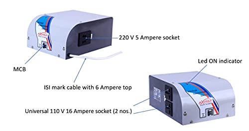 Image of Axvolt 600W Step Down Voltage Converter Transformer | 220V-240V to 110V-120V Power Converter | For US, Canada & Japan Appliances in India | Wall-Mountable | MCB Overload Protection | Heavy-Duty