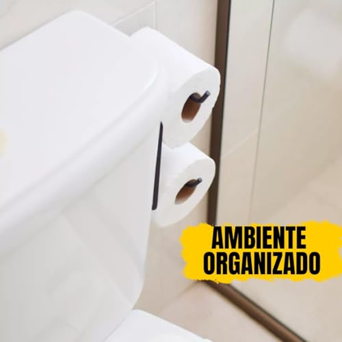 Suporte Para Papel Higiénico Duplo Cromado Para 2 Rolos PRETO Linha Premium