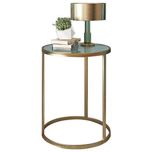 FCSFSF Chair Tables Tempered Glass Small Round Coffee Table Wrought Ir