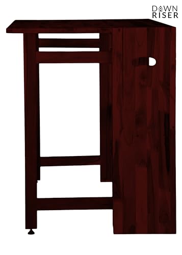 Image of Dawn Riser Extended One-Side Folding Teakwood Table - Space-Saving Design, Sturdy Build, Adjustable Height, Multi-Purpose Dining, Work, Study, Easy Assemble, Indoor Outdoor Use - DIY Model - Mahogany