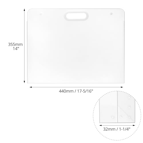 Image of QWORK Art Portfolio Folder - 17x13 Inch, Water-Resistant Solid Stiff Material, 4 Pack Translucent Large Storage for Artwork, Diamond Painting, Posters and Classroom Supplies, QS15552