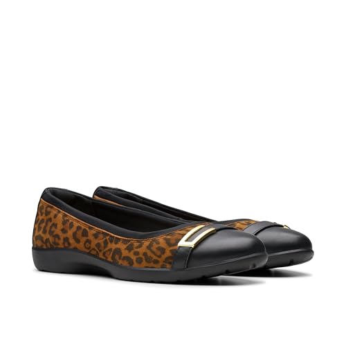 Clarks Collection Women's Meadow Rose Ballet Flat, Leopard Print Suede, 6 Wide US - image 5