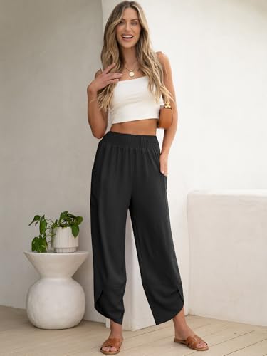 ANRABESS Womens Wide Leg Palazzo Capri Pants 2025 Summer Casual Loose High Waisted Lounge Flowy Cropped Beach Work Trousers2