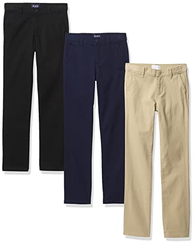 Image of The Children's Place Girls Skinny Chino Pants,Black /Sandy /Tidal 3 Pack,8P
