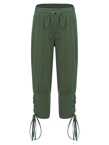 renvena Medieval Renaissance Lace-Up Ankle Pants for Boys Viking Navigator Pirate Vintage Trousers