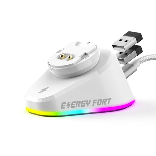 MOSHOU Base de carregamento para Logitech Mouse G PRO X Superlight DEX/2/1 G PRO sem fio, ratos de computador RGB, sistema de carregamento Powerplay (branco)