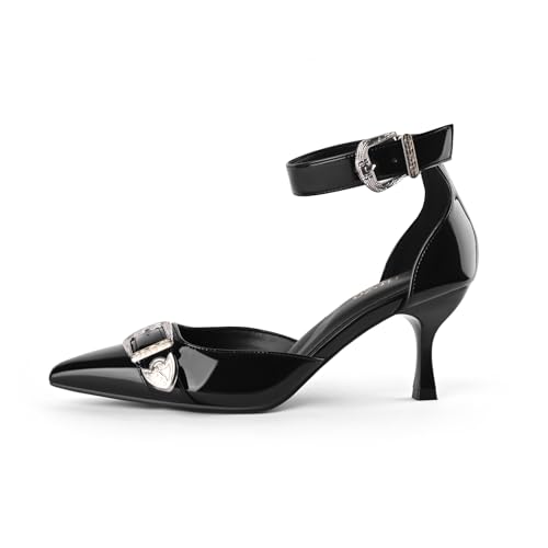 Women's Stiletto High Heels Closed Pointed Toe Buckle Ankle Strap Pumps Wedding Party Ladies Dress Shoes