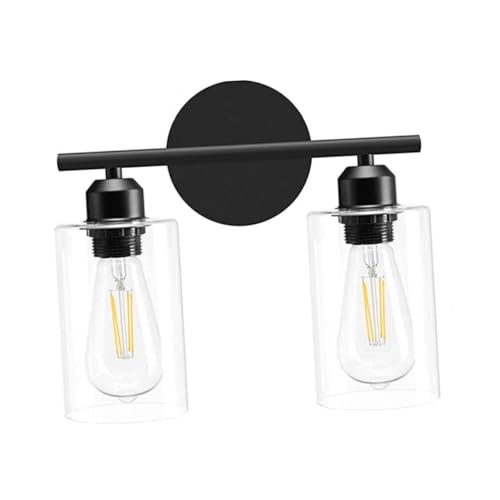 Luz frontal para espejo de baño fácil de instalar con soporte de hierro negro
