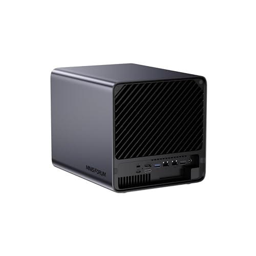 MINISFORUM AI NAS N5 Pro-P370 (0+128GB), AMD Ryzen AI 9 HX Pro 370 12C/24T Up to 5.1GHz, 10GbE+5GbE, 3× M.2/U.2, OCuLink, HDMI/2 x USB4 4K 144Hz, PCIe ×16, MinisCloud OS 5-Bay Desktop NAS