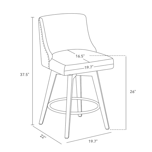 Image of 26 inch Counter Height Swivel Bar Stools, Set of 2, Light Grey