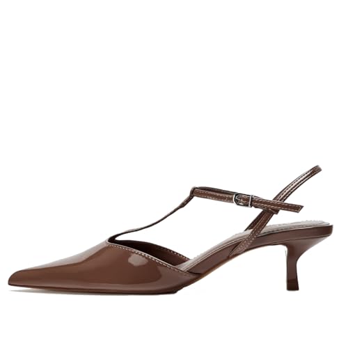 Fashion Slingback Kitten Heels for Women Buckle Strap Work Pumps