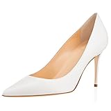  Elashe Femmes Élégant Talon Haut Escarpins Sexy Bout Pointu Chaussures Soir Fête Chaussures Blanc EU39