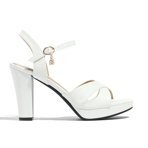 Image of Block Heeled Platform Sandals Chunky Open Toe Shoes for Women