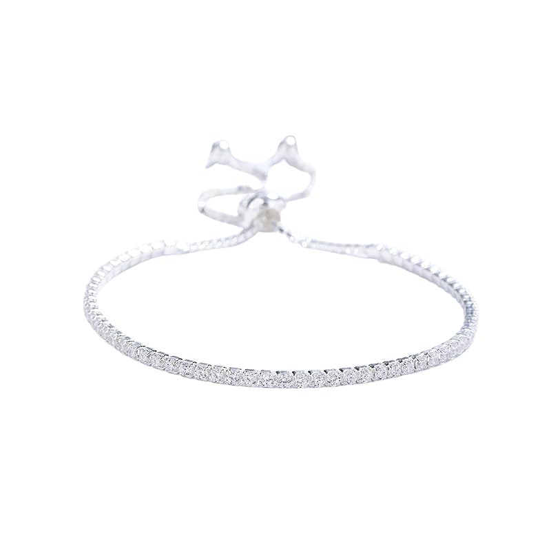 Pulseras de plata para mujer, ajustables, extraíbles, de alta gama, de plata de ley 925, ligera, de lujo, con diamantes de una sola fila, joyería energética para mujer