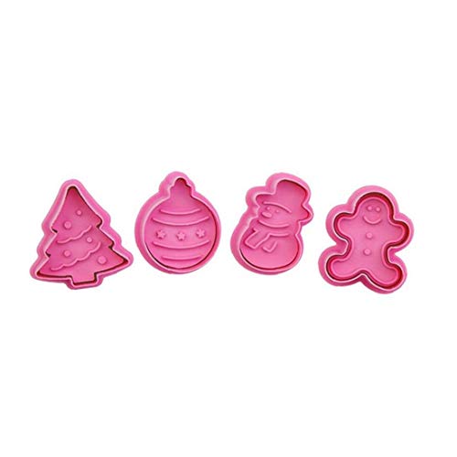 Herramienta De Decoración 4pcs Mini Temáticas Galleta De La Navidad Juego De Moldes De Plástico Moldes Invierno Primavera Pasta De Azúcar De La Torta De Prensa Con El Hombre De Pan De Jengibre Muñeco