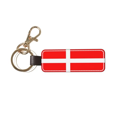 Porte-clés en cuir avec drapeau danois du Danemark - Cadeau personnalisé - Convient comme cadeau d'anniversaire, Drapeau danois, taille unique