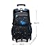 Rummyluck Koffer Trolley Rucksack Schulranzen mit Rollen Laptop Reise Schule Rucksack für Jungen, Schwarz-Blau