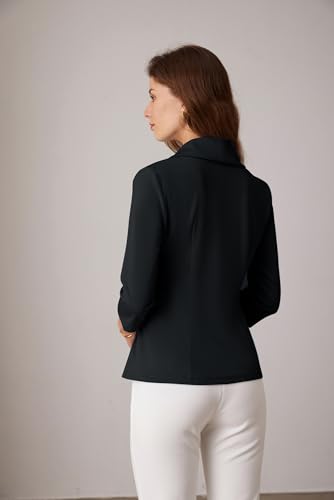 GRACE KARIN Women's V Neck Casual Work Tops 3/4 Sleeve Office Dressy Blouse Asymmetrical Elegant Shirts3