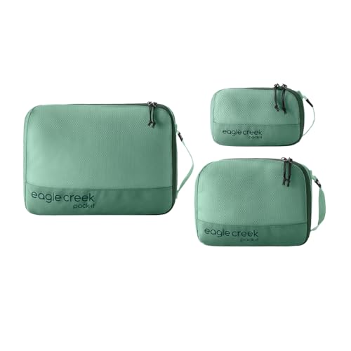 Eagle Creek Pack-It Reveal Cube Set - Packing Cubes for Compartmentalizing Luggage - Durable - Ultra-Lightweight - Water-Resistant - Easy Grab Zipper Pull - Mesh Windows - Willow Green - XS/S/M