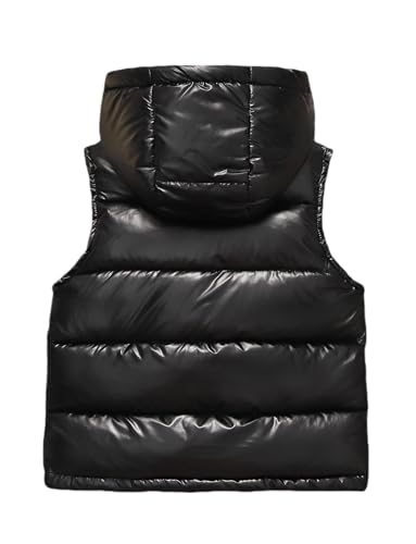 Happy Cherry Boys Girls Puffer Vest Toddler Winter Warm Hooded Sleeveless Jacket Kids Zipper Glossy Waistcoat Outwear 2-12T2