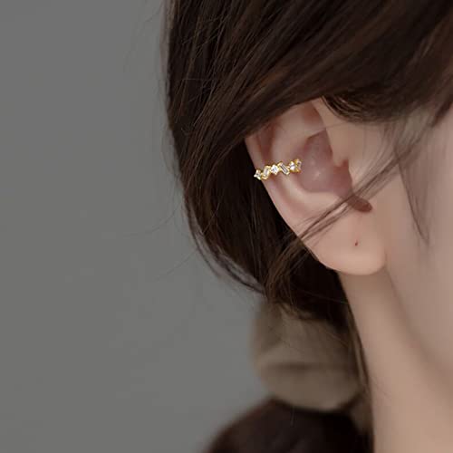 SLUYNZ 925 Sterling Silver CZ Cuff Earrings for Women Small Hoop Earrings No Piercing Cartilage Earrings2