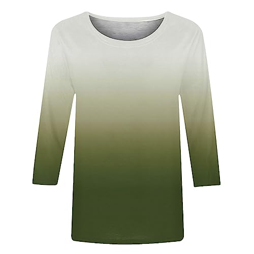 Camisetas femininas verão outono manga 3/4 gola canoa caimento solto camiseta longa feminina 2024 KQ