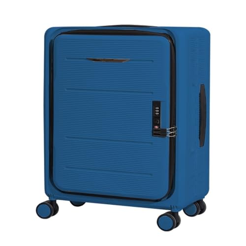 Suitcase Zippered Folding Suitcase, Multifunctional Travel Trolley Case, 20-inch Boarding Universal Wheel Password Box Suitcase Tags(Blue)