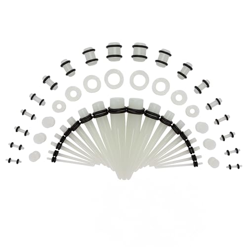 Marsrut 50 Pcs Acrylic Gauge Kit Tapers Heart Tunnels Plug 14G-0000G Ear Stretching Set Ear Stretching Kit cover