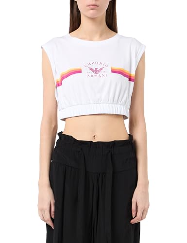 Emporio Armani T-Shirt Crop haut de gamme en maille douce