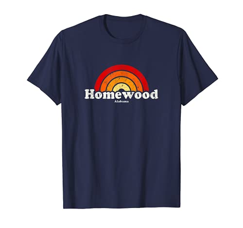 Homewood Alabama AL Vintage anni '70 Retro Rainbow Design Maglietta
