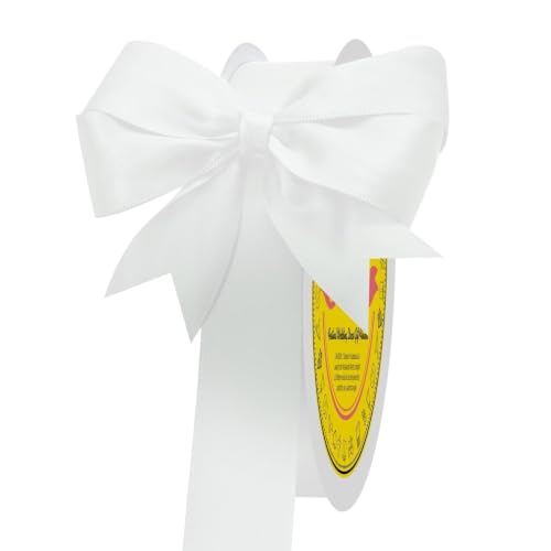 Image of Off White Double Face Satin Ribbon 1 inch X 50 Yards Spool Bright Colors Very Suitable for Weddings Gift Package Wrapping Dancer Wand Sewing Party Hair Bow Invitation Decorations and More